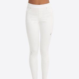 Spanx White Distressed Skinny Jeans